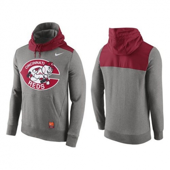 Men's Cincinnati Reds Nike Gray Cooperstown Collection Hybrid Pullover Hoodie
