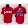 Men's Dominican Republic Baseball #22 Juan Soto 2023 Red World Baseball Classic Stitched Jersey