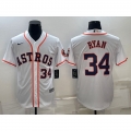Men's Houston Astros #34 Nolan Ryan White With Patch Cool Base Stitched Jersey