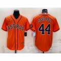 Men's Houston Astros #44 Yordan Alvarez Orange With Patch Cool Base Stitched Jersey