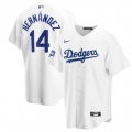 Men's Los Angeles Dodgers #14 Kike Hernandez White 2020 World Series Champions Home Patch Cool Base Stitched Jersey