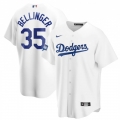 Men's Los Angeles Dodgers #35 Cody Bellinger White 2020 World Series Champions Home Patch Cool Base Stitched Jersey