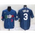 Men's Los Angeles Dodgers #3 Chris Taylor Navy Mexico World Series Cool Base Stitched Baseball Jersey