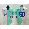 Men's Los Angeles Dodgers #50 Mookie Betts 2022 All-Star White/Green Cool Base Stitched Baseball Jersey