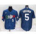 Men's Los Angeles Dodgers #5 Freddie Freeman Navy Mexico World Series Cool Base Stitched Baseball Jersey