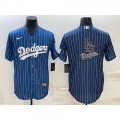 Men's Los Angeles Dodgers Navy Team Big Logo Cool Base Stitched Baseball Jersey