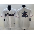 Men's Miami Marlins White Team Big Logo Cool Base Stitched Baseball Jersey