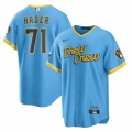 Men's Milwaukee Brewers #71 Josh Hader 2022 Powder Blue City Connect Cool Base Stitched Jersey