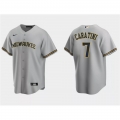 Men's Milwaukee Brewers #7 Victor Caratini Grey Cool Base Stitched Jersey