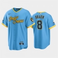 Men's Milwaukee Brewers #8 Ryan Braun 2022 Powder Blue City Connect Cool Base Stitched Jersey