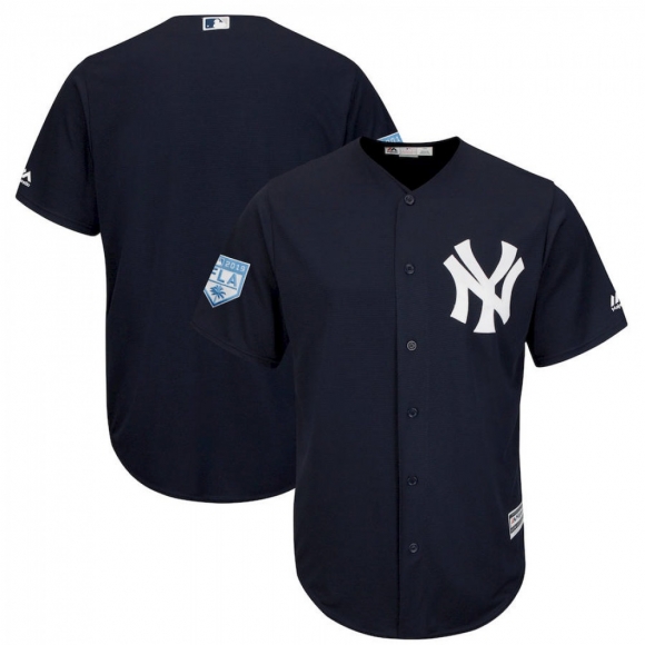Men's New York Yankees Blank Navy 2019 Spring Training Cool Base Stitched MLB Jersey
