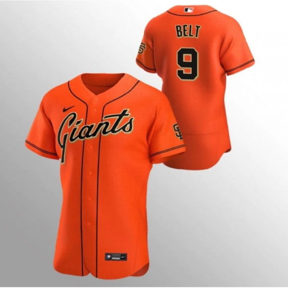 Men's San Francisco Giants #9 Brandon Belt Orange Flex Base Stitched Jersey