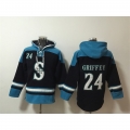 Men's Seattle Mariners #24 Ken Griffey Jr. Navy/Awus Lace-Up Pullover Hoodie