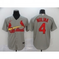 Men's St. Louis Cardinals #4 Yadier Molina Grey Cool Base Stitched MLB Jersey