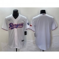 Men's Texas Rangers Blank White With Patch Cool Base Stitched Baseball Jersey