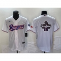 Men's Texas Rangers White 2023 World Series Champions Big Logo With Patch Cool Base Stitched Baseball Jersey