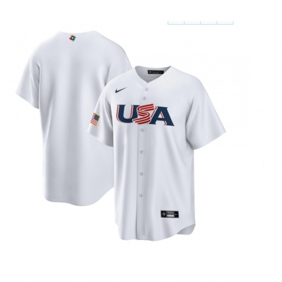 Men's USA Baseball Blank 2023 White World Baseball Classic Stitched Jersey