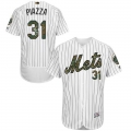 Mets #31 Mike Piazza White(Blue Strip) Flexbase Authentic Collection 2016 Memorial Day Stitched MLB Jersey