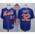 Mets #32 Steven Matz Blue Alternate Home Cool Base W/2015 World Series Patch Stitched MLB Jersey