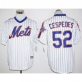 Mets #52 Yoenis Cespedes White(Blue Strip) Cool Base Cooperstown 25TH Stitched MLB Jersey