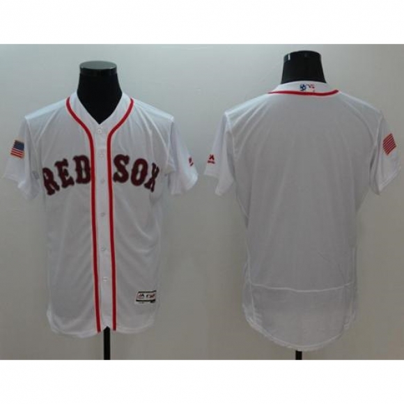 Red Sox Blank White Fashion Stars & Stripes Flexbase Authentic Stitched MLB Jersey