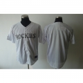 Rockies Blank White Strip Cool Base Stitched MLB Jersey
