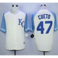 Royals #47 Johnny Cueto Cream Exclusive Vintage Stitched MLB Jersey