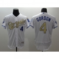 Royals #4 Alex Gordon White 2015 World Series Champions Gold Program FlexBase Authentic Stitched MLB Jersey