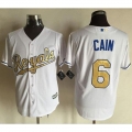 Royals #6 Lorenzo Cain White New Cool Base 2015 World Series Champions Gold Program Stitched MLB Jersey