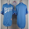 Royals Blank Light Blue 1985 Turn Back The Clock W/2015 World Series Patch Stitched MLB Jersey