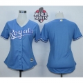 Royals Blank Light Blue Alternate 1 W/2015 World Series Patch Women's Stitched MLB Jersey