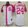 Tigers #24 Miguel Cabrera White/Pink Women's Splash Fashion Stitched MLB Jersey