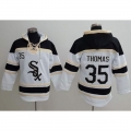 White Sox #35 Frank Thomas White Sawyer Hooded Sweatshirt MLB Hoodie