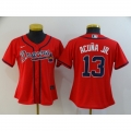 Women's Atlanta Braves #13 Ronald Acuna Jr Red Cool Base Stitched MLB Jersey