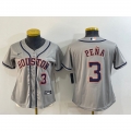 Women's Houston Astros #3 Jeremy Pena Gray Cool Base Stitched Baseball Jersey(Run Small)