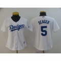 Women's Los Angeles Dodgers #5 Corey Seager White Cool Base Stitched MLB Jersey(Run Small)
