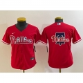 Women's Philadelphia Phillies Red Team Big Logo Cool Base Stitched Baseball Jersey(Run Small)