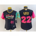 Women's San Diego Padres #22 Juan Soto Black City Connect With Patch Stitched Baseball Jersey(Run Small)
