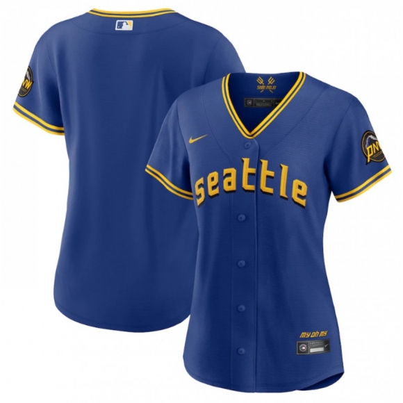 Women's Seattle Mariners Blank Royal 2023 City Connect Stitched Baseball Jersey(Run Small)