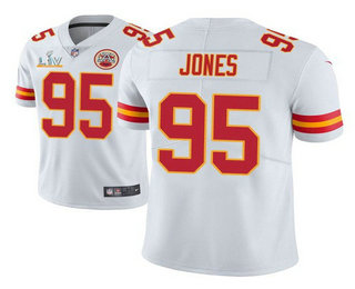 Men's Kansas City Chiefs #95 Chris Jones White 2021 Super Bowl LV Limited Stitched NFL Jersey