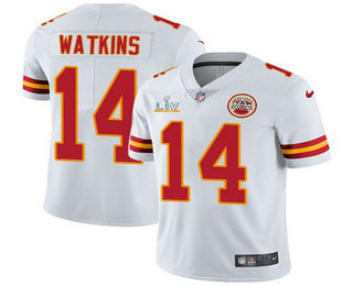 Men's Kansas City Chiefs #14 Sammy Watkins White 2021 Super Bowl LV Limited Stitched NFL Jersey