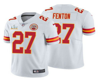 Men's Kansas City Chiefs #27 Rashad Fenton White 2021 Super Bowl LV Limited Stitched NFL Jersey