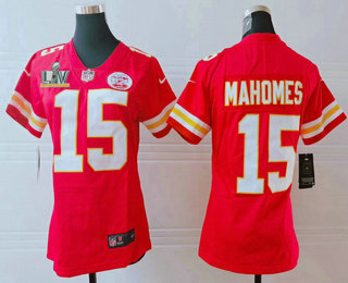 Women's Kansas City Chiefs #15 Patrick Mahomes Red 2021 Super Bowl LV Vapor Untouchable Stitched Nike Limited NFL Jersey