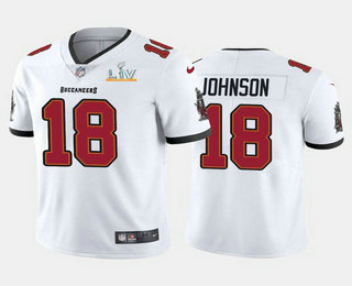 Men's Tampa Bay Buccaneers #18 Tyler Johnson White 2021 Super Bowl LV Limited Stitched NFL Jersey