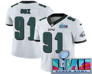 Men's Philadelphia Eagles #91 Fletcher Cox Limited White Super Bowl LVII Vapor Jersey