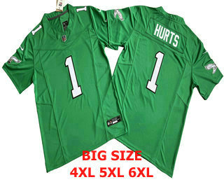 Men's Philadelphia Eagles #1 Jalen Hurts Kelly Green FUSE Vapor Limited Throwback Jersey