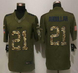 Men's Detroit Lions #21 Ameer Abdullah Green Salute to Service 2015 NFL Nike Limited Jersey