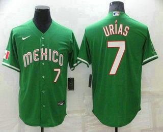 Men's Mexico Baseball #7 Julio Urias Number Green 2023 World Baseball Classic Stitched Jersey