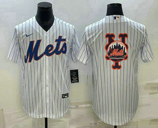 Men's New York Mets Big Logo White Cool Base Stitched Baseball Jersey