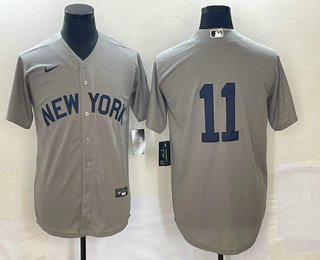 Men's New York Yankees #11 Anthony Volpe 2021 Grey Field of Dreams Cool Base Stitched Baseball Jersey